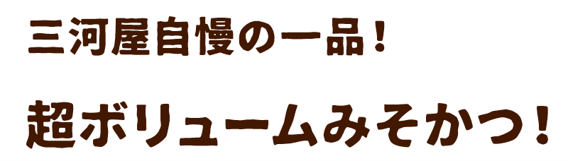 三河屋自慢の一品！ 超ボリュームみそかつ！